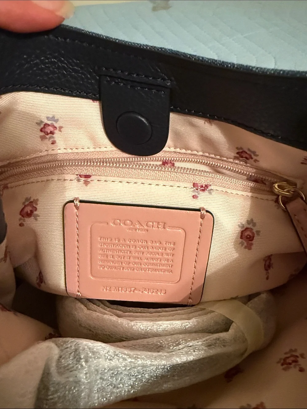 Coach Denim & Leather Mini Tote in Navy